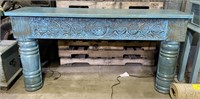 (Q) Blue Wooden Sofa Table 60 1/4” x 16 1/4” x 30