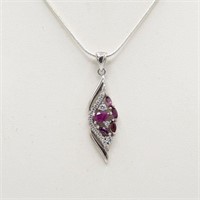 Natural Ruby Pendant Mounted In Solid .925 Silver