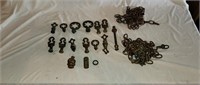 Antique Brass Lamp Finials and Chain