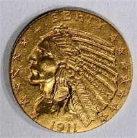 1911-D $5 GOLD INDIAN HEAD  BU