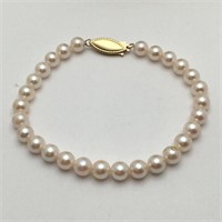 Pearl Beaded Bracelet W 14k Gold Clasp
