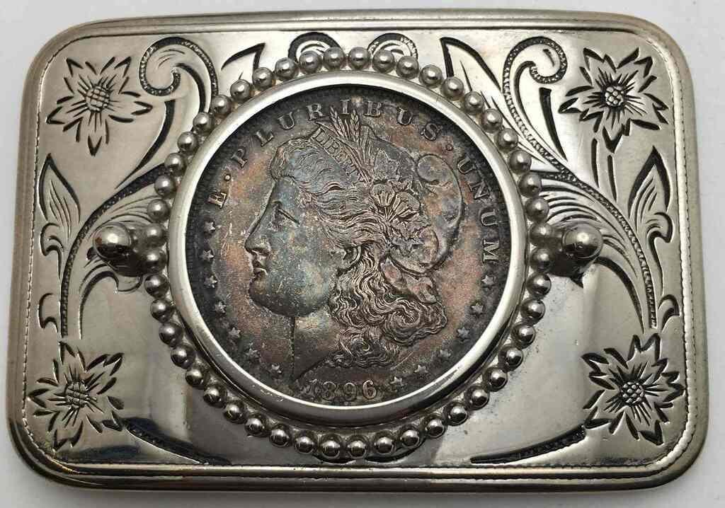Morgan Silver Dollar 1896 Belt Buckle