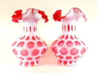 PAIR OF COIN DOT RUFFLE VASES