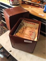 Vintage Play Boy Magazines in Antique Leather Box
