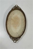 Vintage Glass tray with doily footed