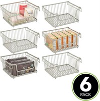 mDesign Stackable Metal Basket for Kitchen Storage