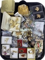 Tray Lot Of Costume Jewelry Pendants, Brooches