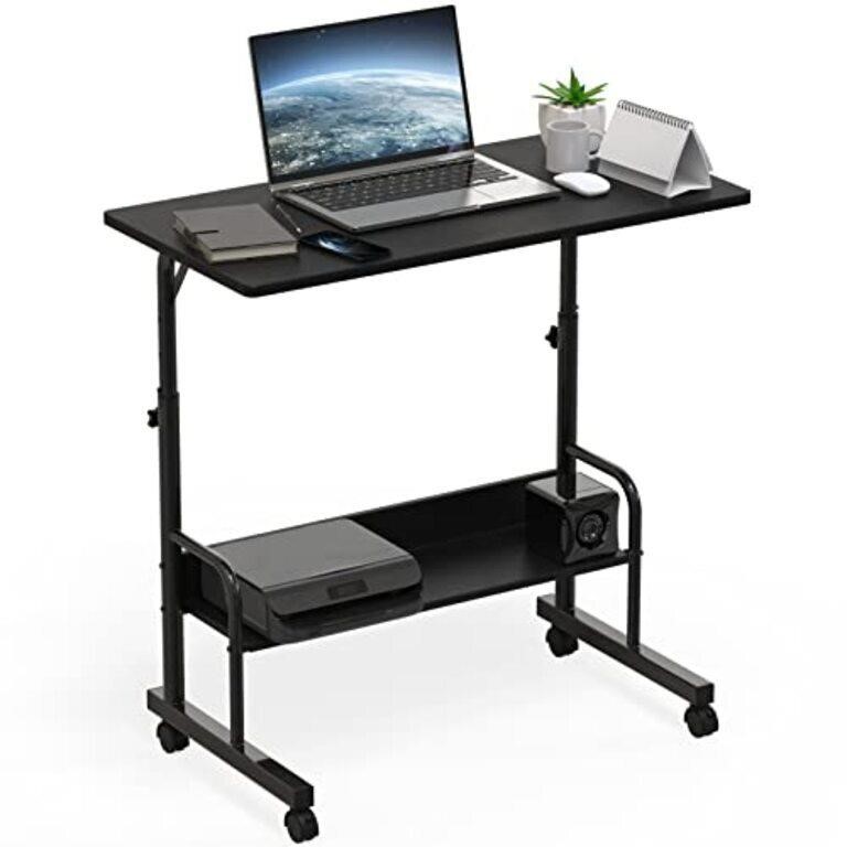 SHW Height Adjustable Mobile Laptop Stand Rolling