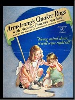 ARMSTRONG'S QUAKER RUGS DIE-CUT ADVERTISING -32" X