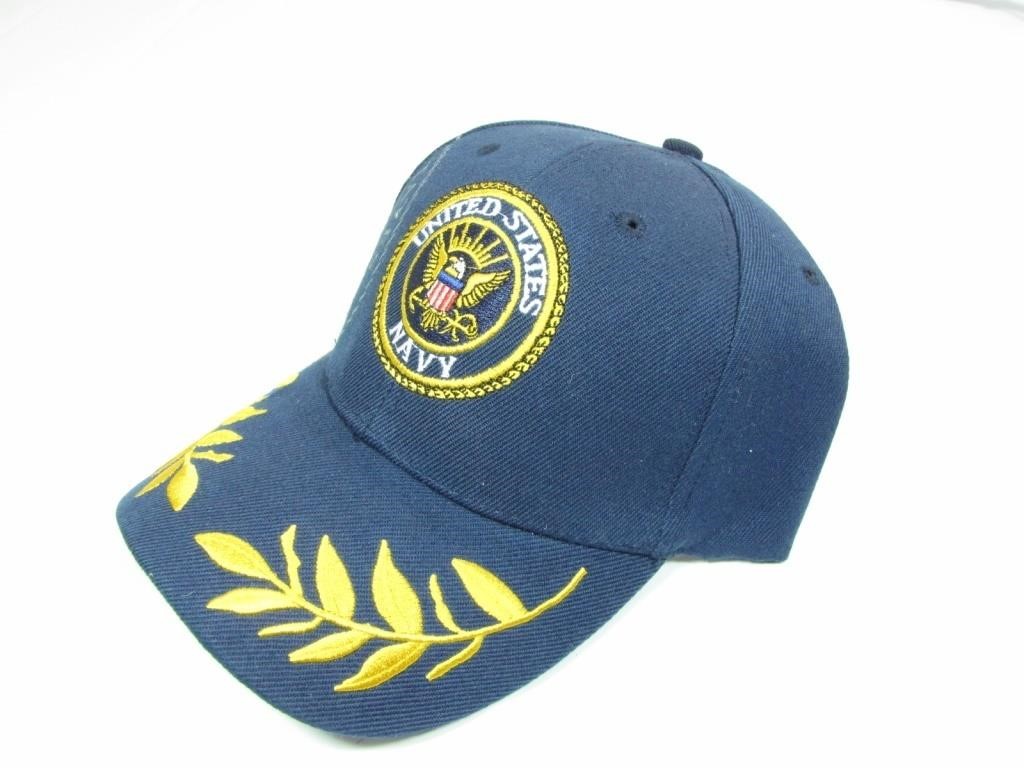 2 Military USN Navy Blue Leaf Baseball Caps