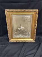 Silver Relief Wall Plaque in Wooden Frame
