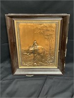 Copper Relief Wall Plaque in Wooden Frame