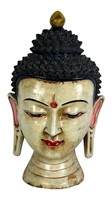 Vintage Polychrome Clay Buddha Head