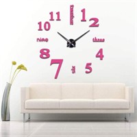 3D DIY Wall Clock (Pink)