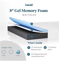 Lucid 8 Inch Full Mattress- Gel Memory Foam