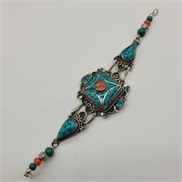 7.5" TURQUOISE & CORAL BRACELET