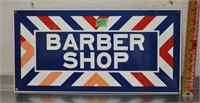 Porcelain enamel on steel Barber Shop sign