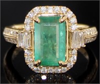 14kt Gold 3.01 ct GIA Emerald & Diamond Ring