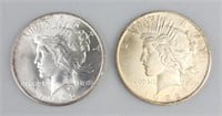 2 1922 90% Silver Peace Dollars.
