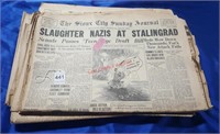 Lot of 10 WWII Newspapers W/Nazi Headlines