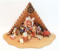 Native American Wood and Ceramic Nativity