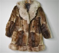 Mid Century Assorted Fur Coat  Sz Small / Med