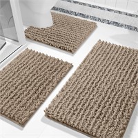 3 Piece, Fluffy Plush Chenille Baht Room Mats