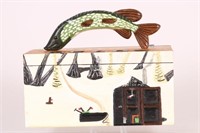 Mike Irish Fishing Decoy Box, Hand Carved &