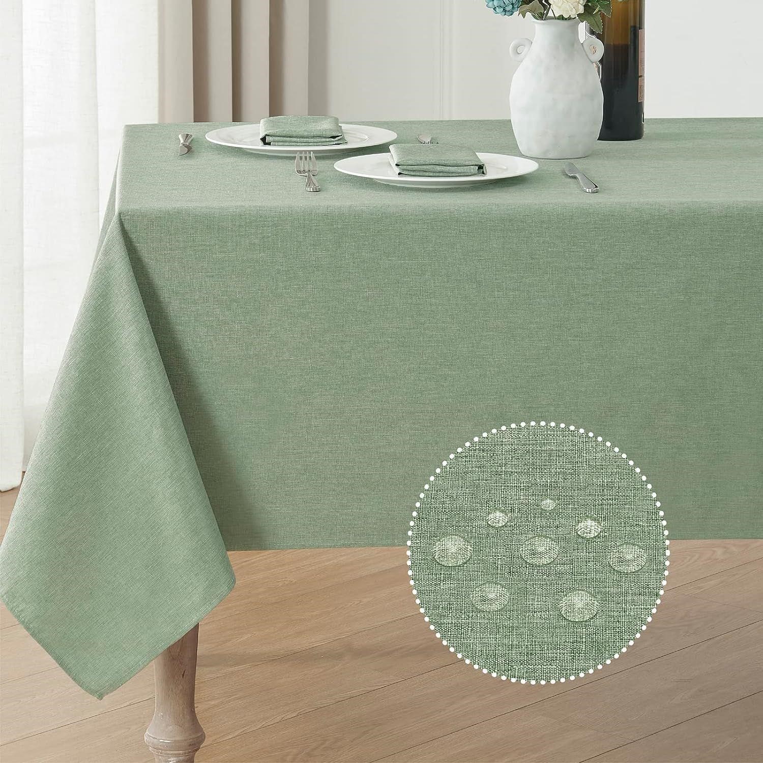 Veblandy Rectangle Tablecloth Linen Textured