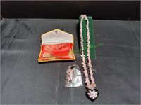 22" Pink Necklace w/ Glass Heart & Earring Set