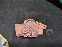 Pink Bead Floral Stretch Bracelet