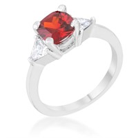 Cushion 1.80ct Ruby & White Sapphire 3-stone Ring