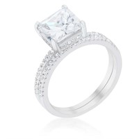 Elegant 3.00ct White Sapphire Ring Set