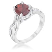 Oval 2.00ct Garnet & Whtie Sapphire Twisted Ring