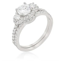 Round Cut 1.52ct White Sapphire Ring Set