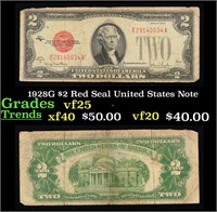 1928G $2 Red Seal United States Note Grades vf+