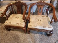 2 Oriental Chinese Chinoiserie Style Accent Chairs