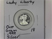 Lady Liberty One Gram .999 Silver Round