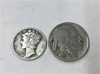 Usa 1937 Buffalo Nickel , 1 1944 Dime