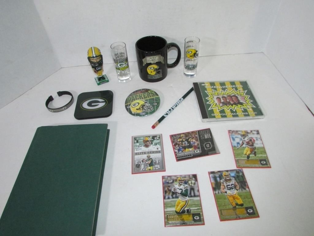 Box of Various Unique Packer Items, 1996 Shot Glas