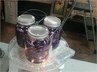 3 purple electric jars with remote