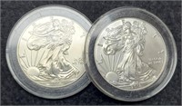 (2) 2018 Silver Eagles In Capsules