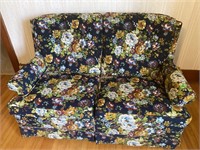 Blue floral 2 cushion love seat-54x32xseat height