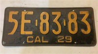 Vintage 1929 California License Plate