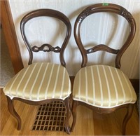 2 Wood & upholstered chairs-