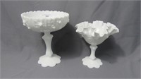 2 pcs milk glass compotes as shown
