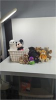 Wire Basket with Lining With Plushies