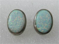 Navajo Sterling Silver & Opal Earrings