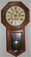 ANSONIA WALNUT SCHOOL HOUSE STYLE CLOCK, OLD