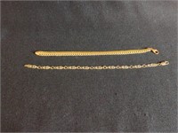 (2) 14 KT GOLD LADIES BRACELETS - 7 INCHES